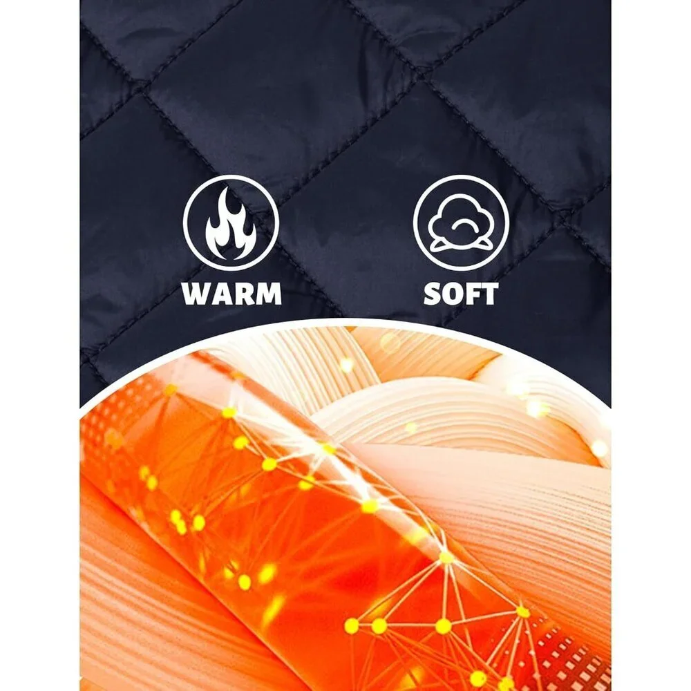 Men's Navy Zipper Spring Windproof Water Resistant Winter Warm Bomber Jacket - Picture 5 of 7